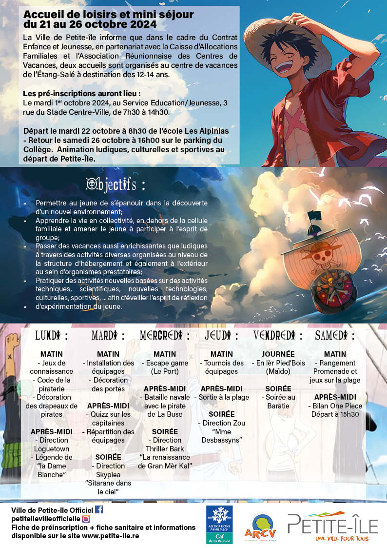 Accueil de loisirs et mini séjour du 21 au 26 octobre 2024