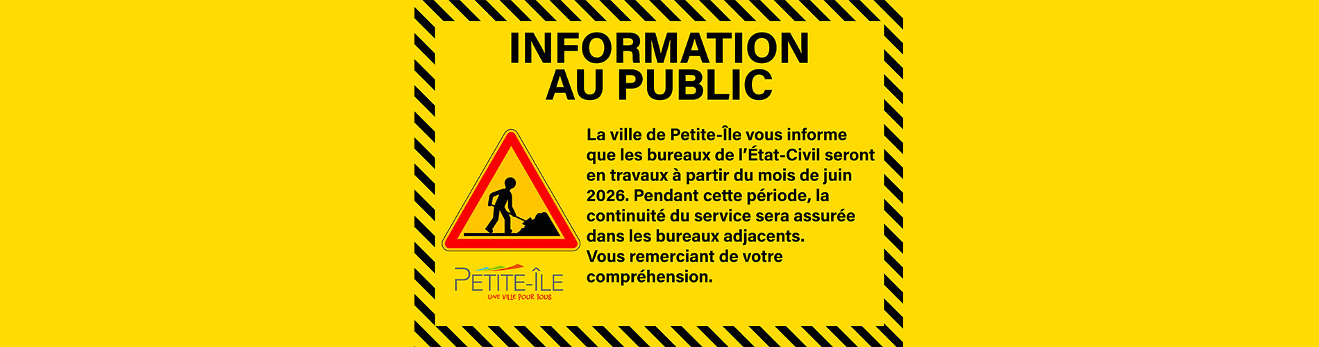 Bandeau travaux de réaménagement du service des affaires civiles et électorales