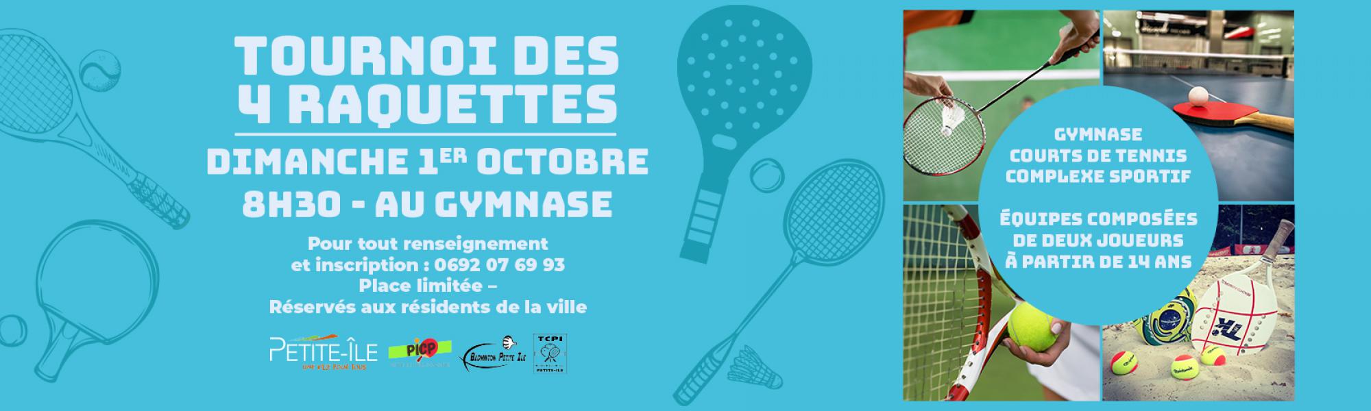 Bandeau tournoi des 4 raquettes le dimanche 1er octobre