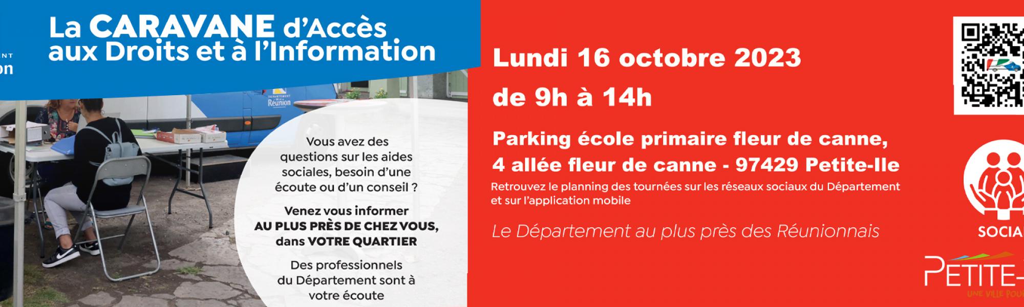 Bandeau caravane d'accès aux droits et à l'information le lundi 16 octobre