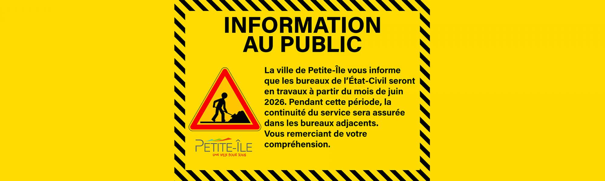 Bandeau travaux de réaménagement du service des affaires civiles et électorales
