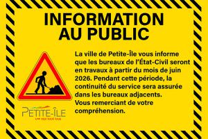 Bandeau travaux de réaménagement du service des affaires civiles et électorales