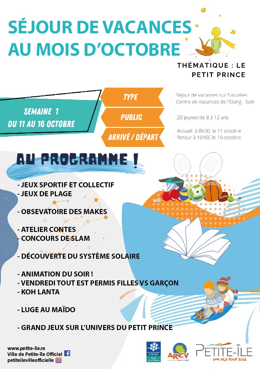 Flyer centre de vacances octobre 2021 semaine 1