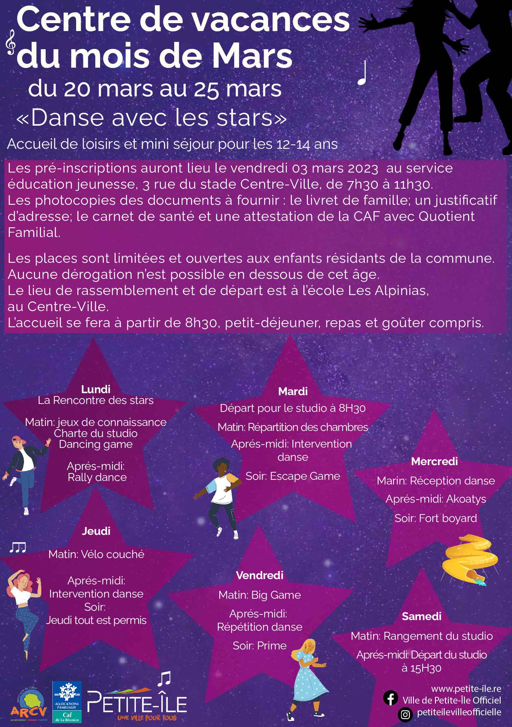 Flyer accueil de loisirs et mini séjour du 20 au 25 mars