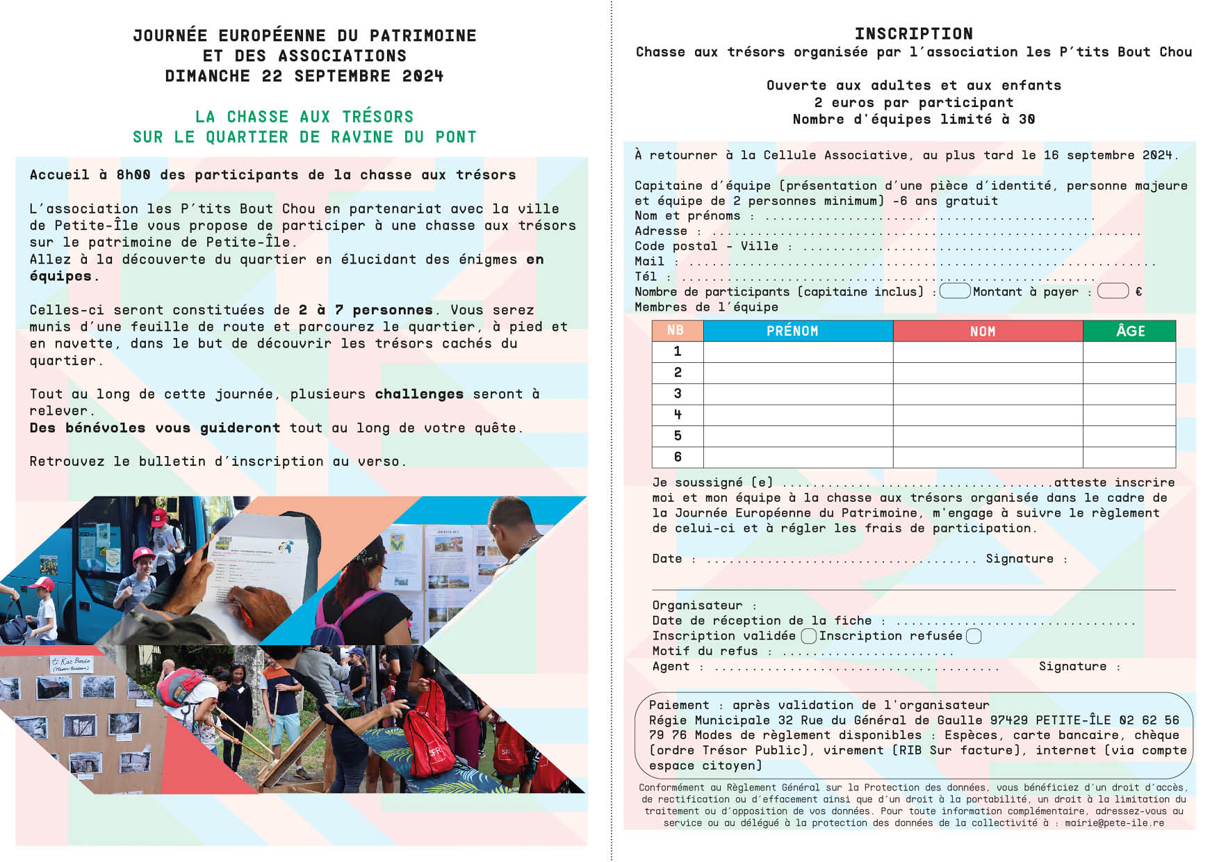 Fiche d'impression - Journée Européenne du Patrimoine et des associations - chasse aux trésors