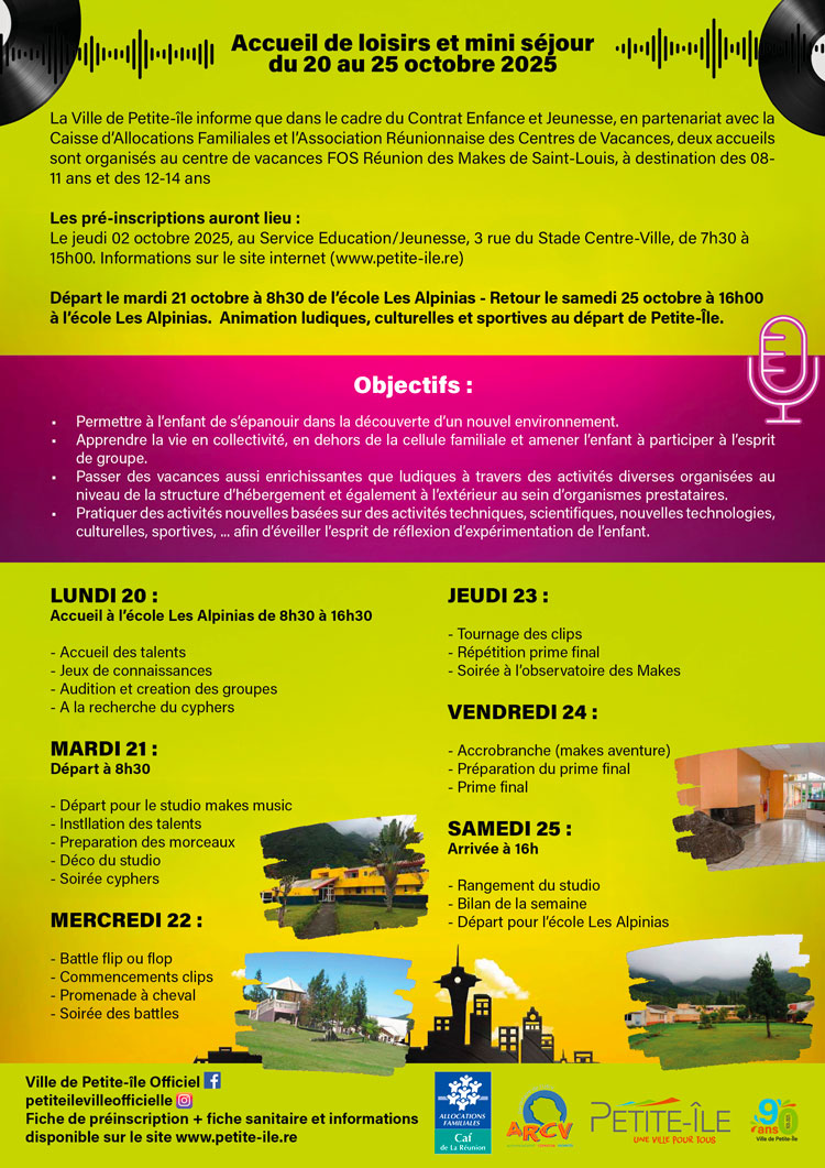 Accueil de loisirs et mini séjour du 13 au 18 octobre 2025 - 12-14 ans