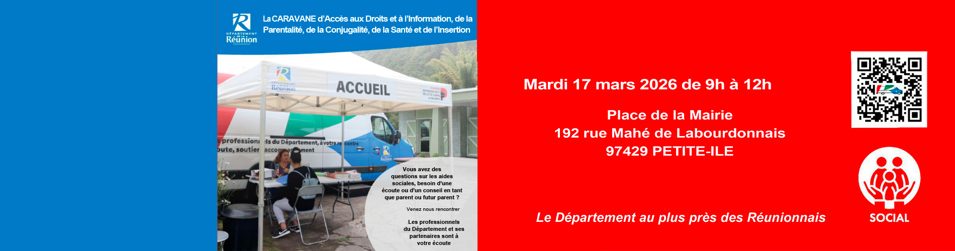 Bandeau caravane d'accès aux droits et à l'information, de la parentalité, de la conjugalité, de la santé et de l'insertion