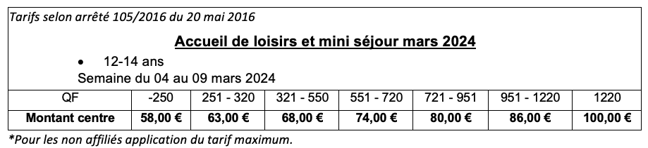 QF accueil de loisirs mars 2024