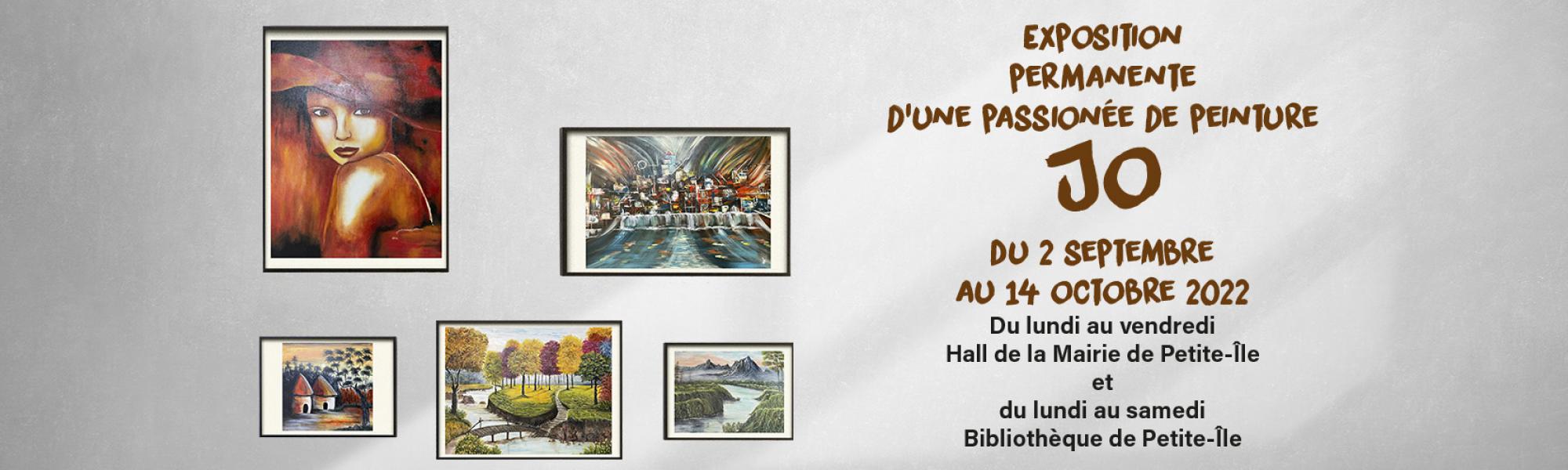 Bandeau exposition permanente d'une passionnée de peinture Jo