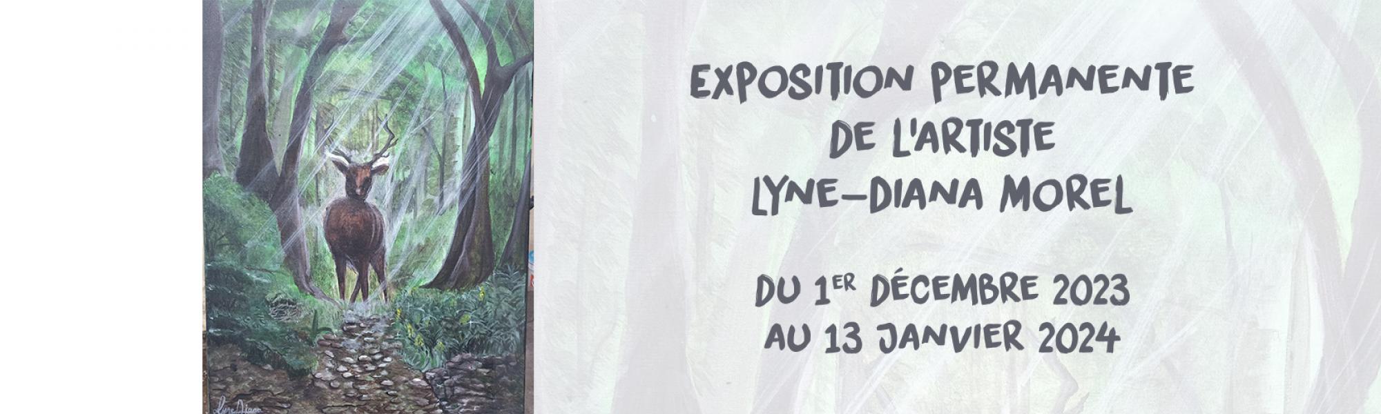 Bandeau exposition permanente de l'artiste Lyne-Diana Morel