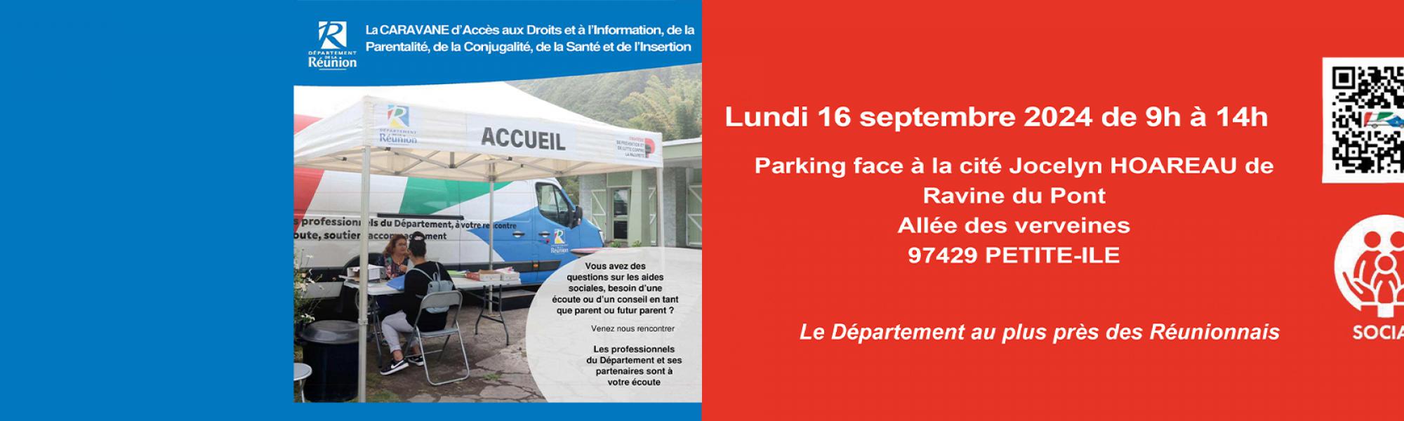Bandeau Caravane d'accès aux droits et à l'information, de la parentalité, de la conjugalité, de la santé et de l'insertion