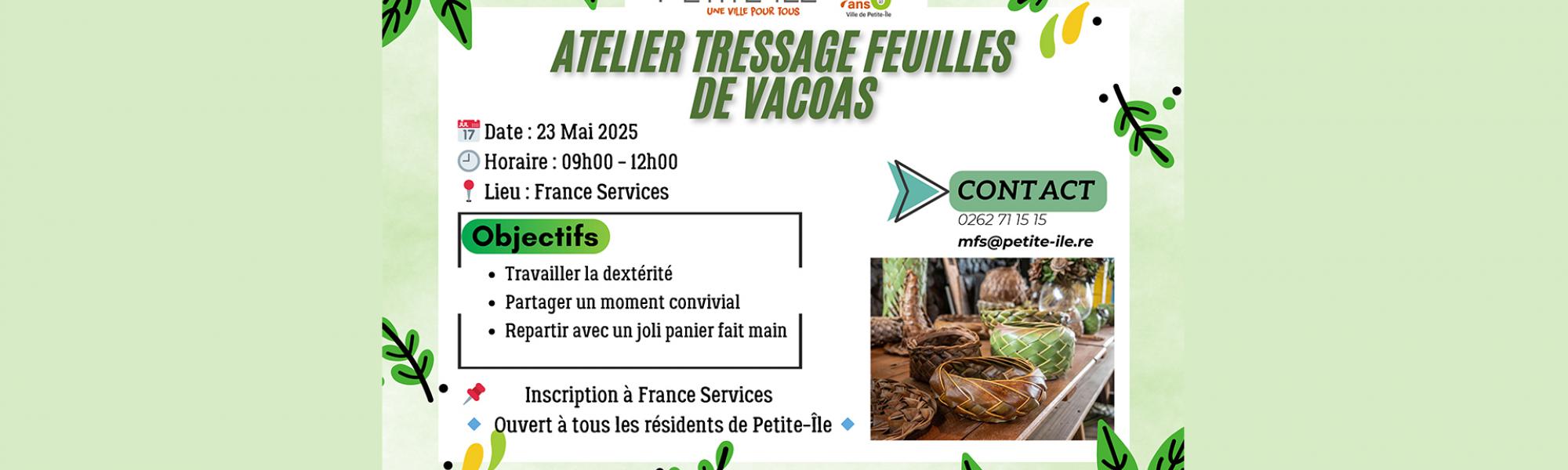 Atelier tressage feuilles de vacoas