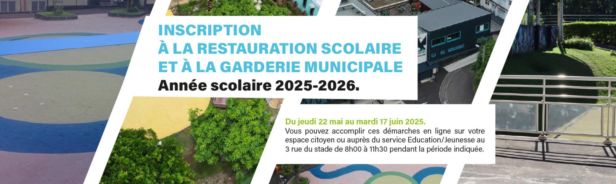 Bandeau inscription à la restauration scolaire et à la garderie municipale 