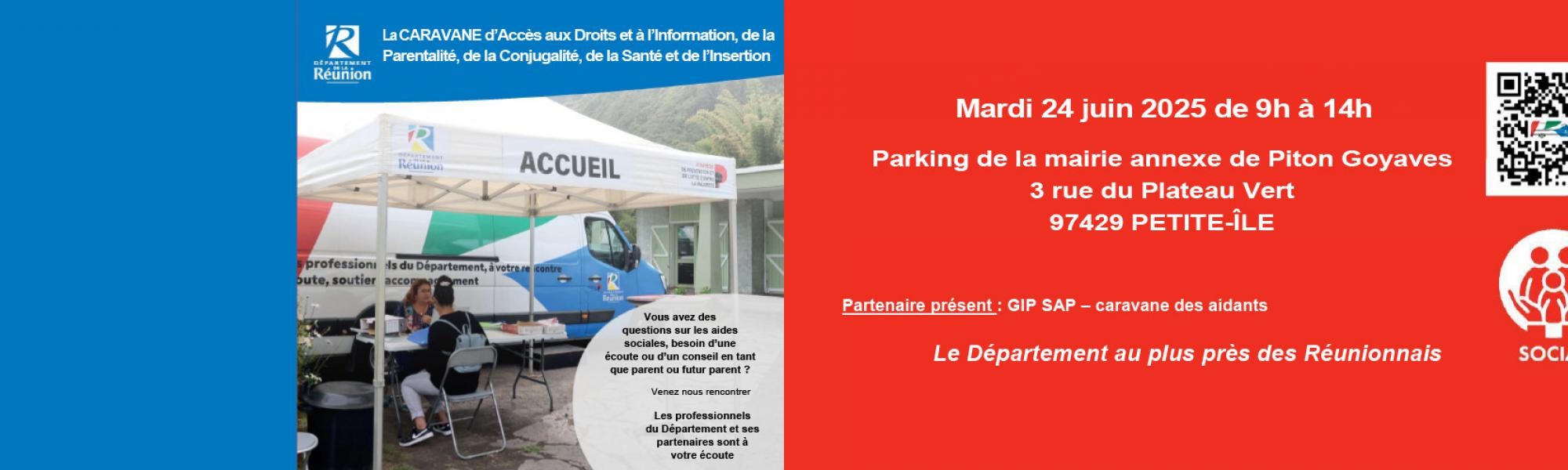 Bandeau caravane d'accès aux droits et à l'information, de la parentalité, de la conjugalité, de la santé et de l'insertion
