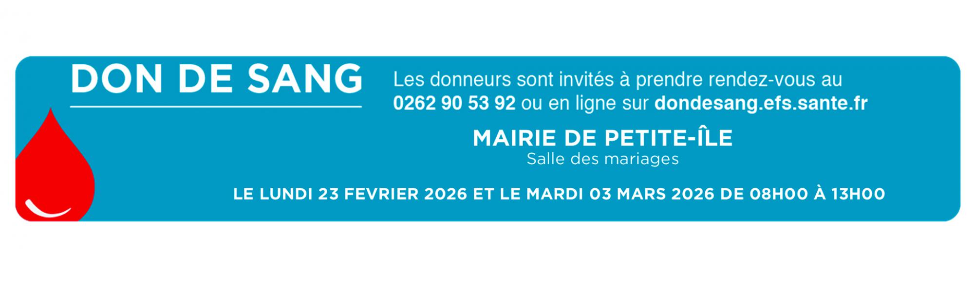 Don du sang le 23 février et 3 mars 2026
