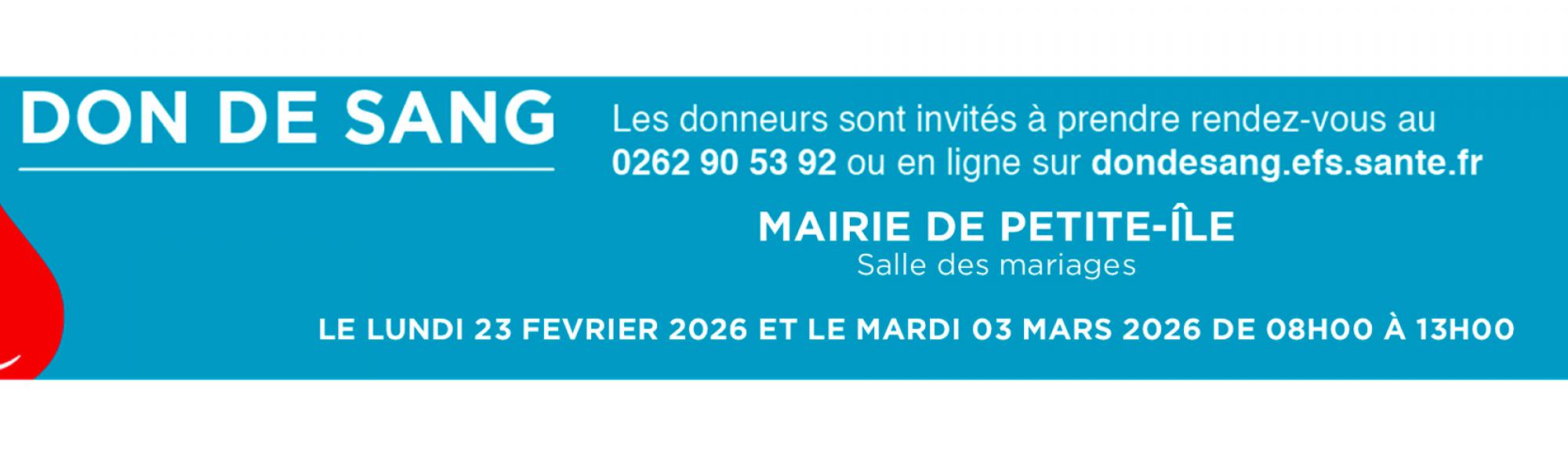 Don du sang du 23/02/26 et 3/03/2026