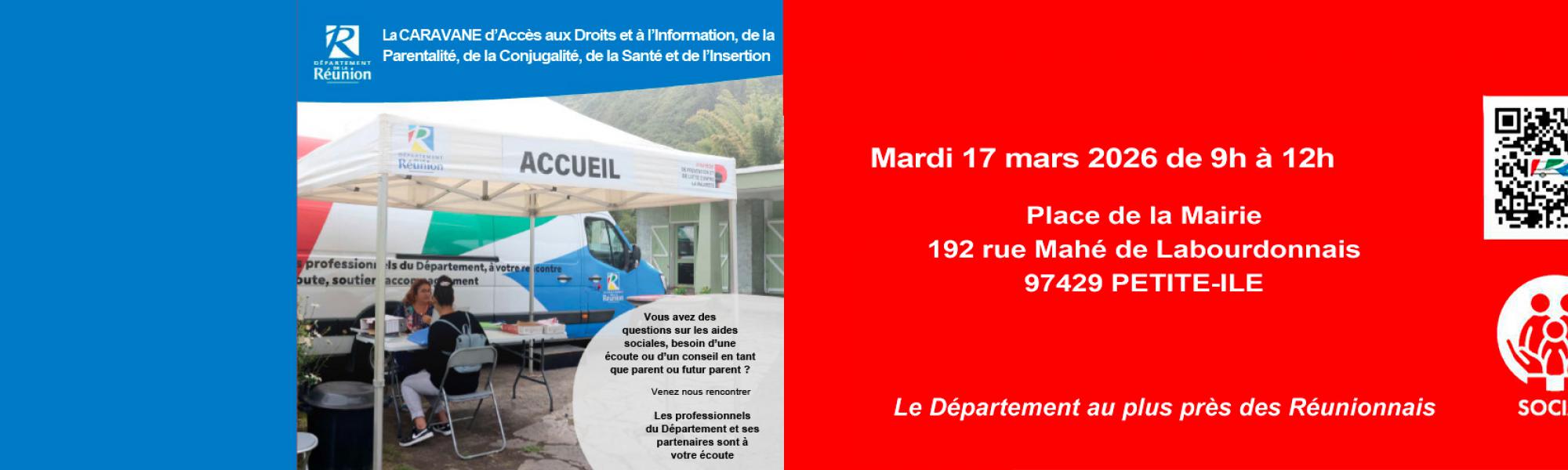 Bandeau caravane d'accès aux droits et à l'information, de la parentalité, de la conjugalité, de la santé et de l'insertion