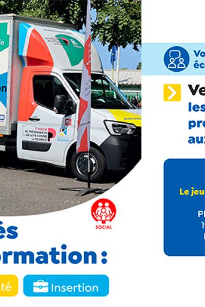 Bandeau caravane d'accès aux droits et à l'information, de la parentalité, de la conjugalité, de la santé et de l'insertion
