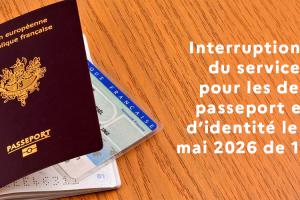 Bandeau Interruption temporaire du service d’accueil pour les demandes de passeport et de cartes d’identité 